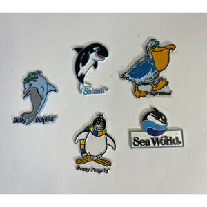 Sea World Refrigerator Magnet Lot of 5 Souvenir Rubber Shamu Dolly Penny Virgil